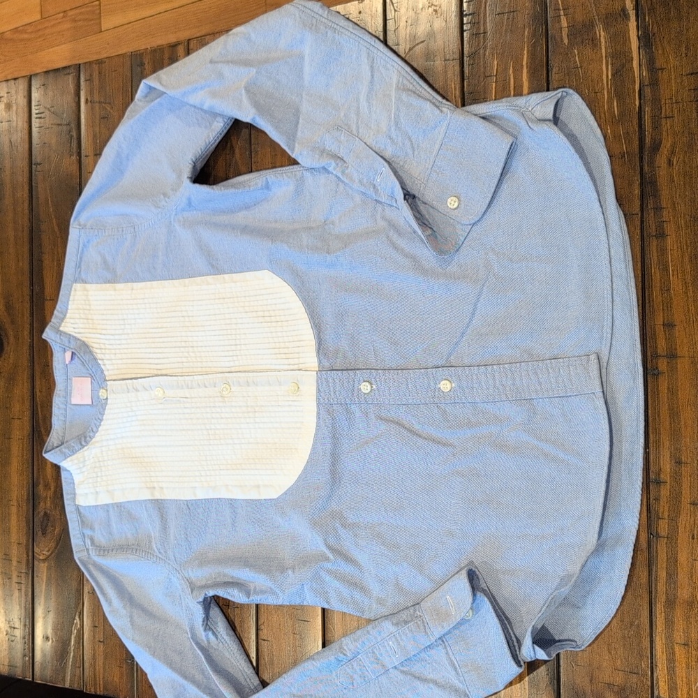 Light Blue Women's Button-Front Bib Shirt